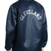 Navy Cleveland Guardians Point Man Coaches Full Snap Nylon Jacket
