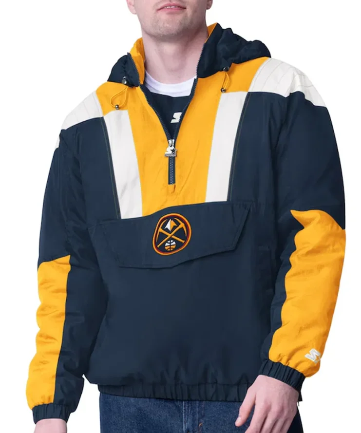 Navy Gold Denver Nuggets Charger Half Zip Pullover Jacket