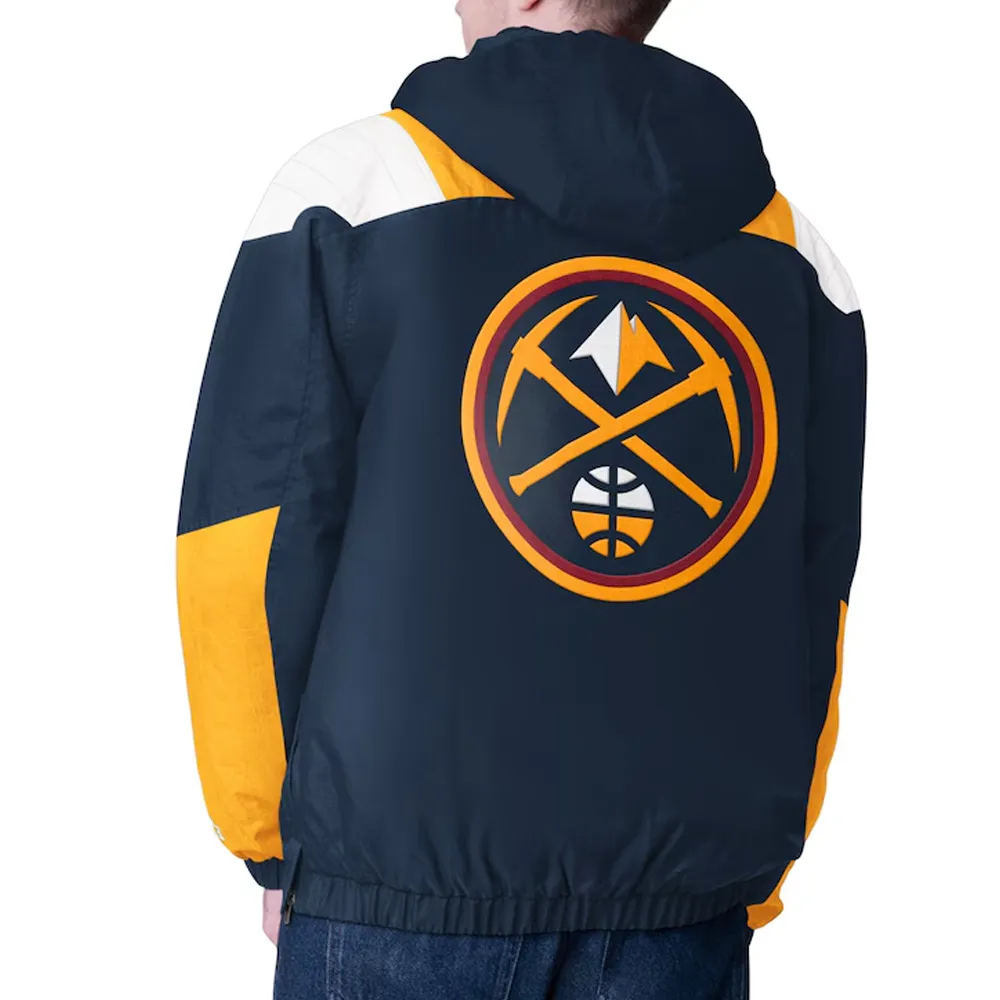 Navy Gold Denver Nuggets Charger Half Zip Pullover Jacket Back