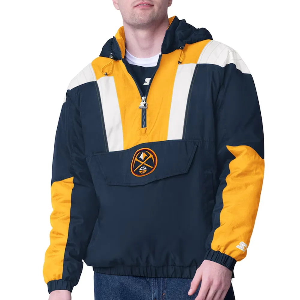 Navy Gold Denver Nuggets Charger Half Zip Pullover Jacket