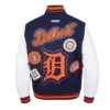 NavyWhite Detroit Tigers Diy Pick Stitch Varsity WoolLeather Jacket