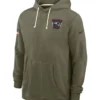 New England Patriots 2025 Olive Green Salute To Service Sideline Standard Issue Dri FIT Hoodie