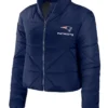 New England Patriots Blue Puffer Cropped Jacket