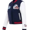 New England Patriots Mash Up Navy Blue And White Varsity Jacket