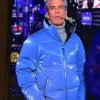 New Year Eve 2026 Andy Cohen Blue Puffer Jacket