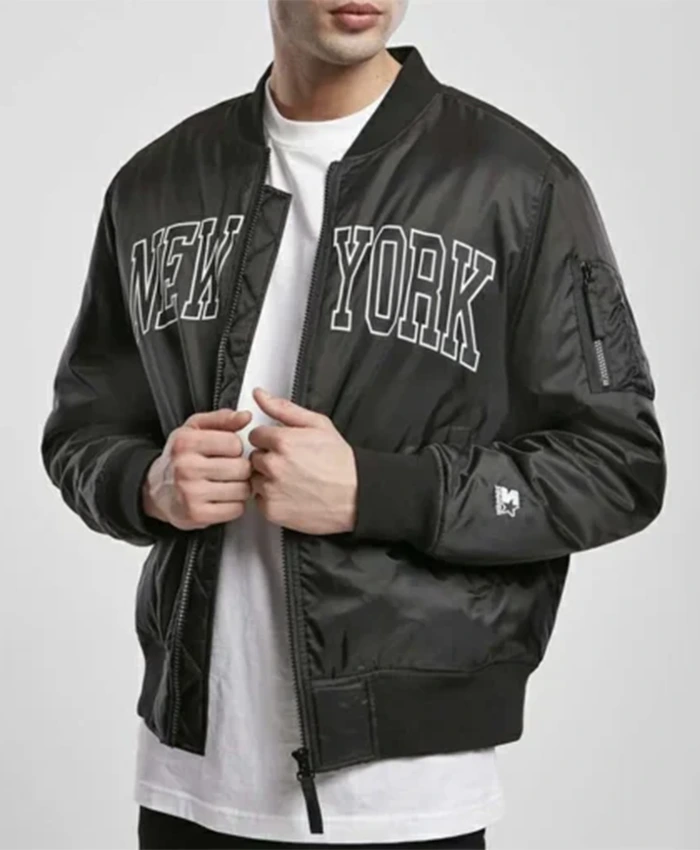New York Black Vintage Bomber Jacket