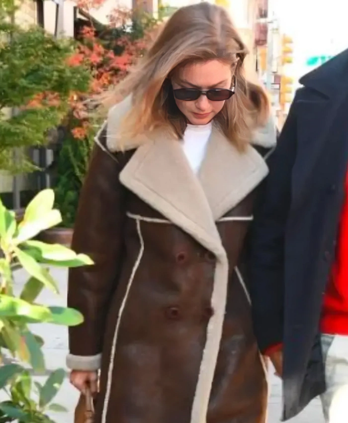 Gigi Hadid New York City 2025 Shearling Coat