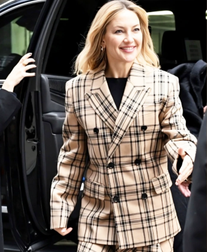 New York City 2025 Kate Hudson Plaid Coat