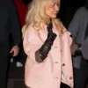 New York City 2025 Sabrina Carpenter Rounded Collar Short Pink Coat Jacket