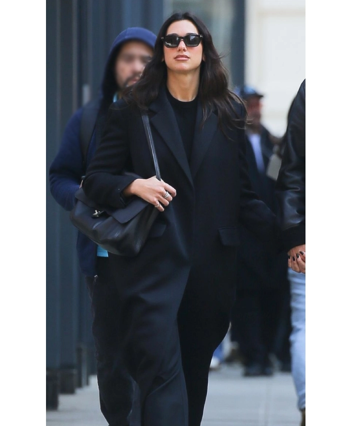 New York City 2026 Dua Lipa Black Wool Coat For Womens