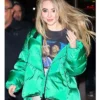 New York City American Singer Sabrina Carpenter Green Puffer Jacket