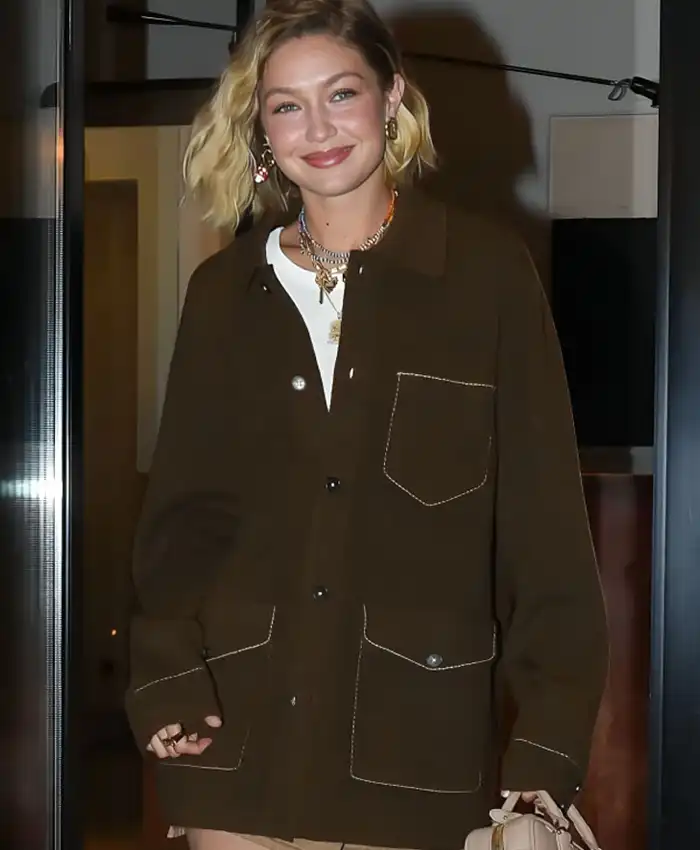 New York Fashion Week Gigi Hadid Brown Jacket