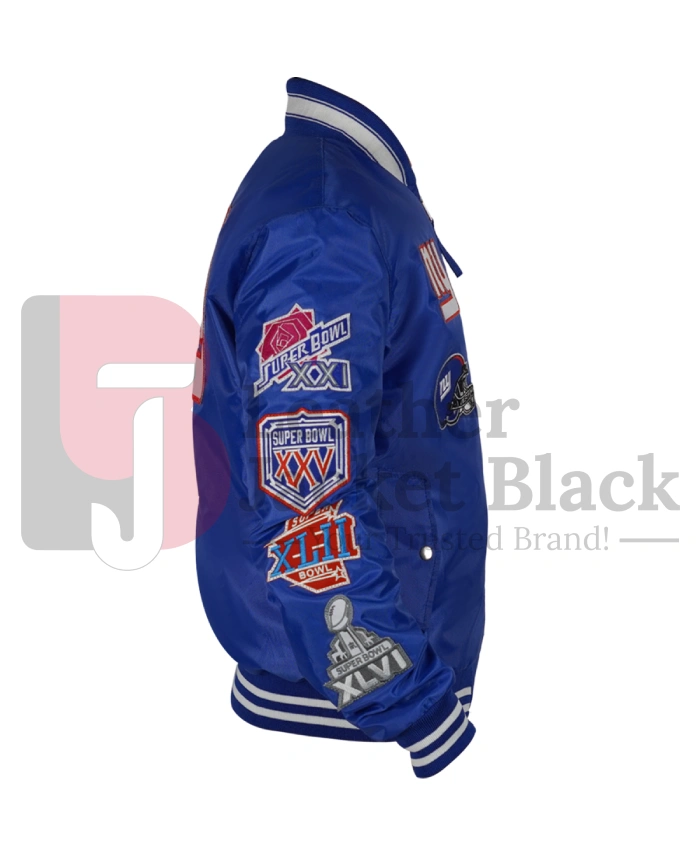 New York Giants Bomber MA 1 Bomber Royal Jacket