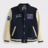 New York Giants Navy Blue And OFF White Varsity Jacket
