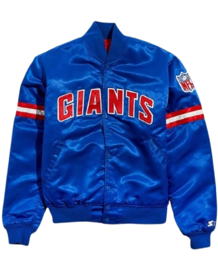 New York Giants Starter Satin Blue Bomber Jacket