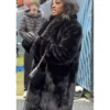 New York Giants V Chicago Bears Simone Biles Black Faux Fur Maxi Coat Buy Now