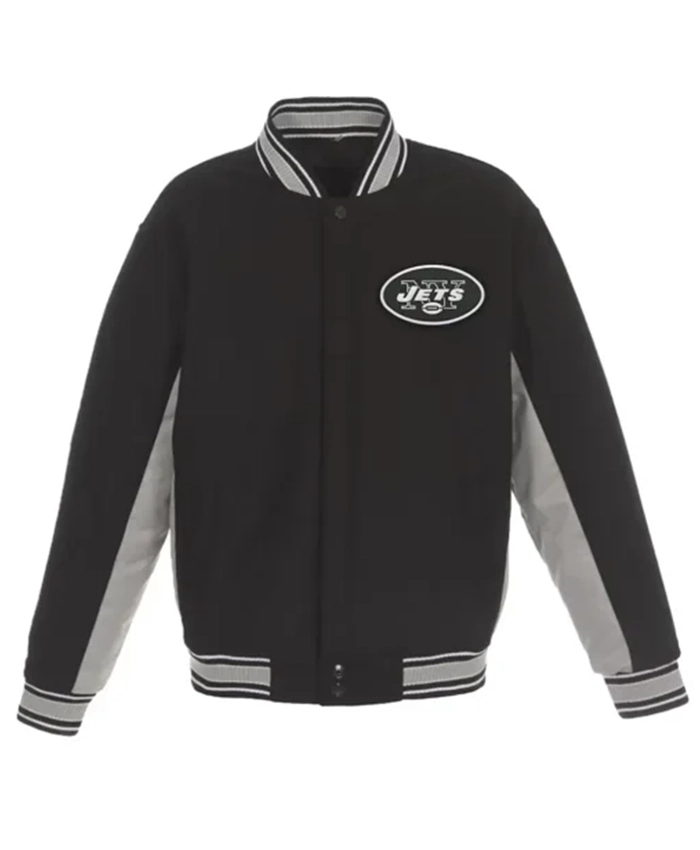 New York Jets Black And Grey Varsity Jacket