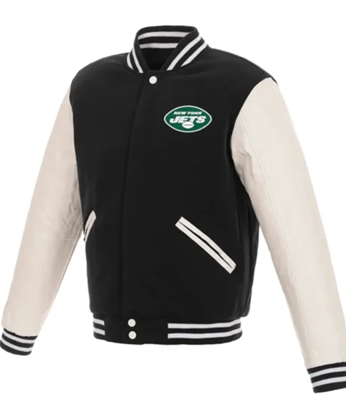 New York Jets Black And White Varsity Jacket
