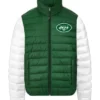 New York Jets Full Zip Green And White Puffer Jacket