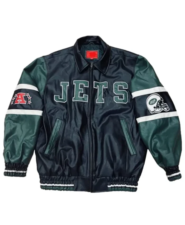 New York Jets Green And Black Leather Jacket