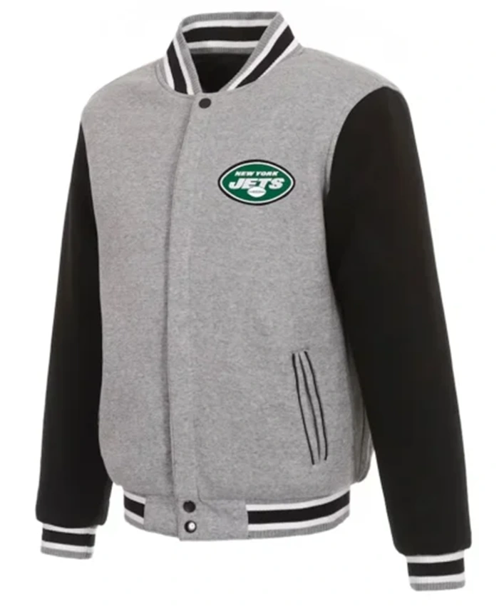 New York Jets Grey And Black Varsity Jacket