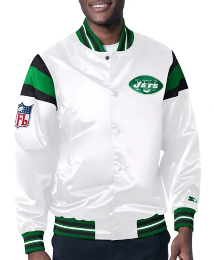 New York Jets Midweight White Varsity Jacket