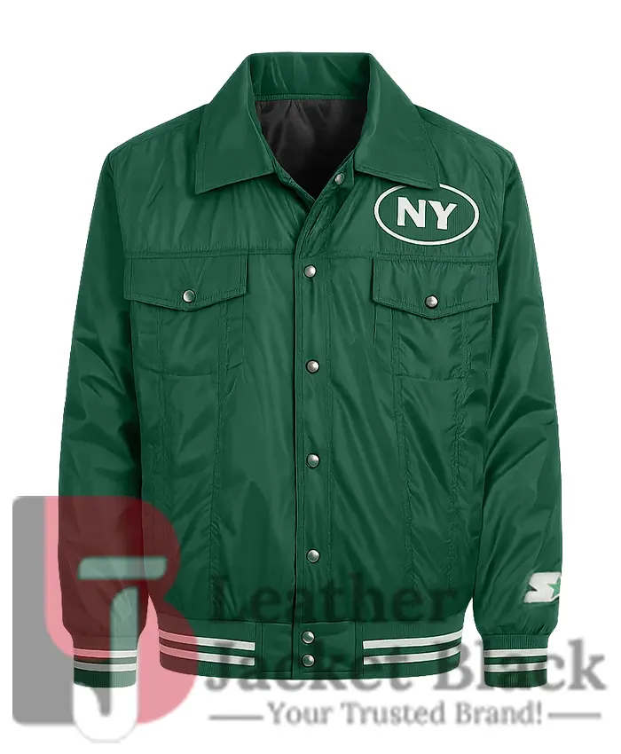 New York Jets Silver Tab Trucker Varsity Jacket 1