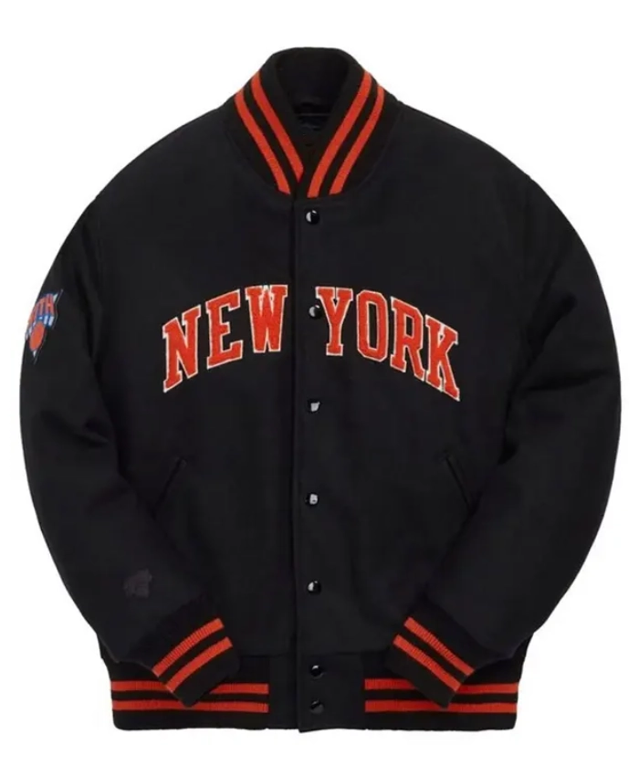 New York Knicks 10 Wool Black Varsity Jacket For Unisex