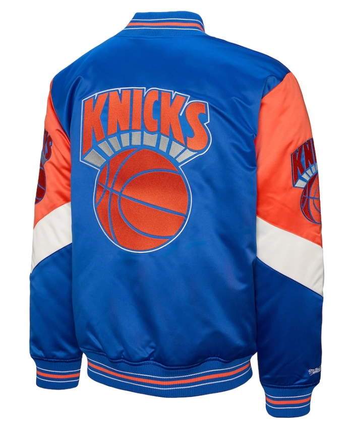 New York Knicks Blue Throw It Back Satin Jacket