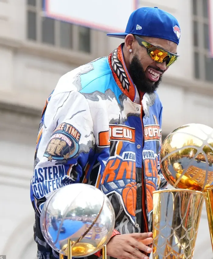 New York Knicks Championship Parade and Ceremony 2026 Towns Knicks Leather Jacket