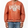 New York Knicks Chrome Hearts Varsity Orange Jacket