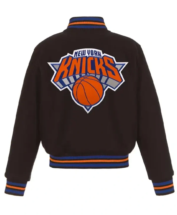 New York Knicks Embroidered Black Varsity Wool Varsity Jacket
