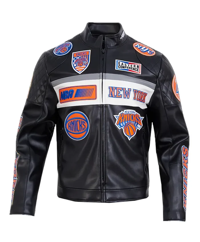 Moto Men’s New York Knicks Black Leather Jacket