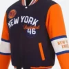 New York Knicks Navy Blue And Orange Letterman Jacket