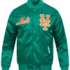 New York Mets Souvenir Full Snap Green Satin Jacket
