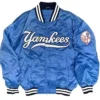 New York Yankees Blue Varsity Satin Jacket For Men And Women