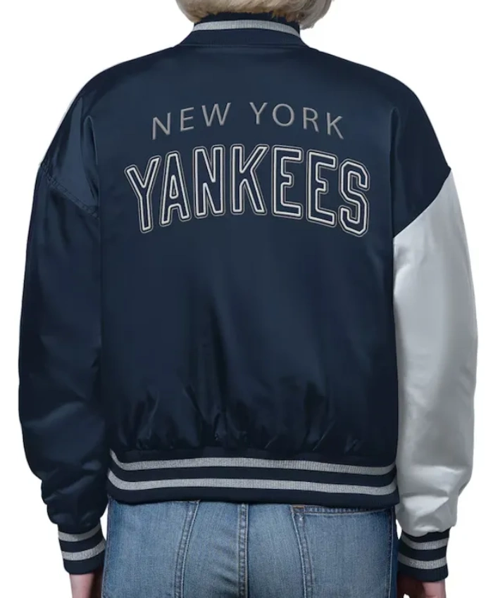 New York Yankees Offside Navy And Gray Satin Jacket
