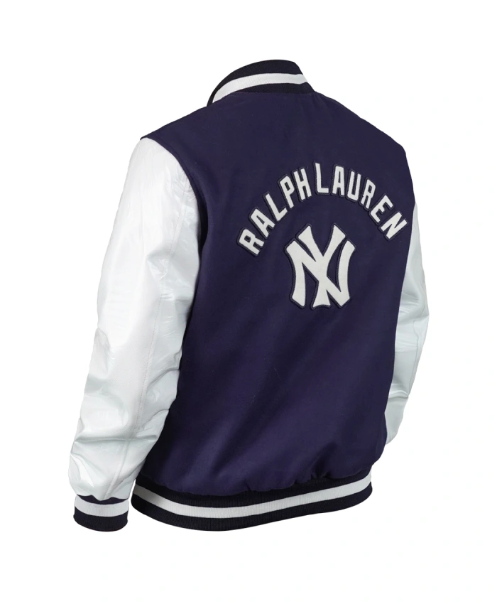 New York Yankees Ralph Lauren Black And White Varsity Jacket For Men