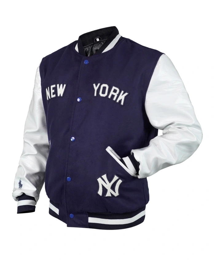 New York Yankees Ralph Lauren White And Black Varsity Jacket