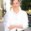 NewYork City Chloe Grace Moretz White Crop Jacket