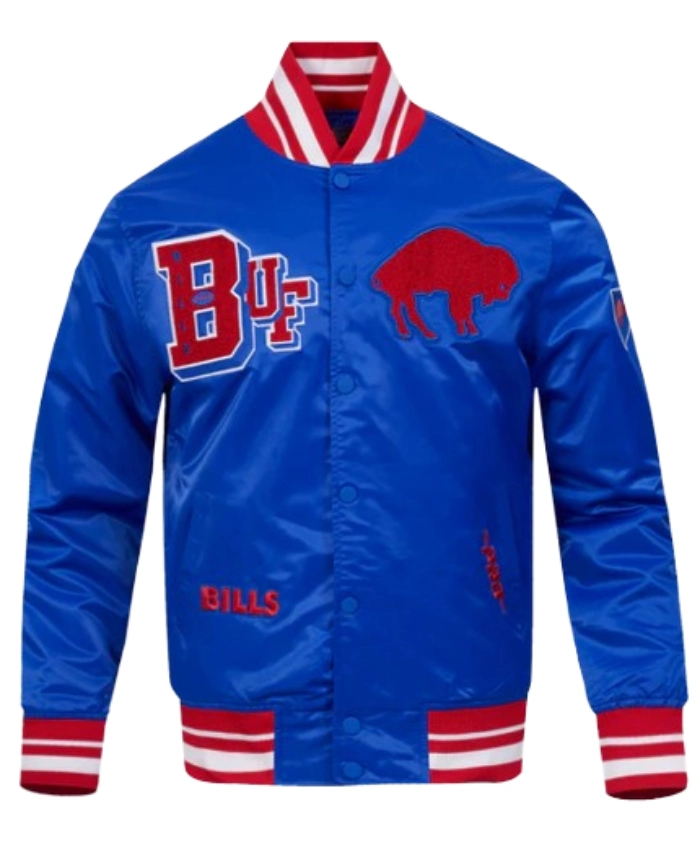 Nfl Buffalo Bills Rib Royal Satin Varsity Jacket