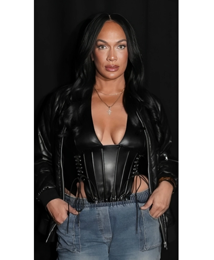 Nia Jax WWE Smackdown 2026 Lina Fanene Quilted Bomber Leather Jacket
