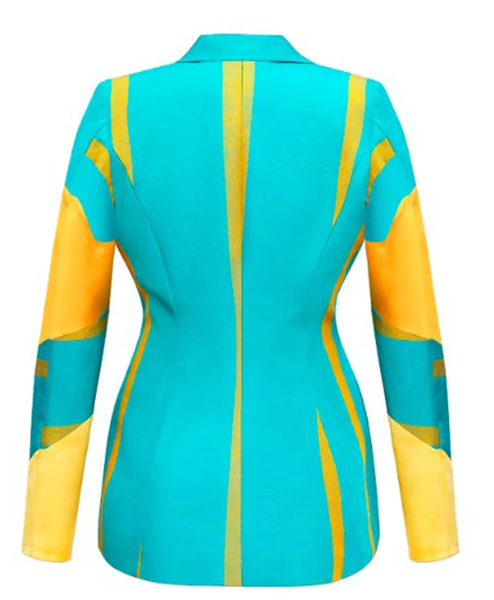 And Just Like That S03 Nicole Ari Parker Blue And Yellow Suit - Image 3