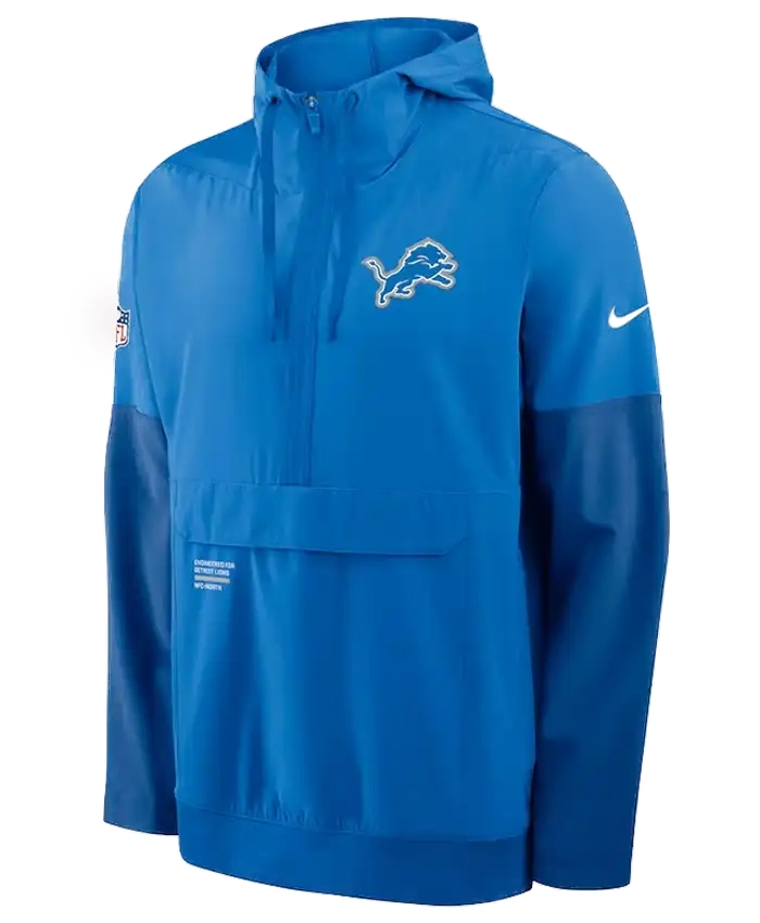 Nike Blue Detroit Lions Sideline Alt Pack Anorak Half Zip Hoodie