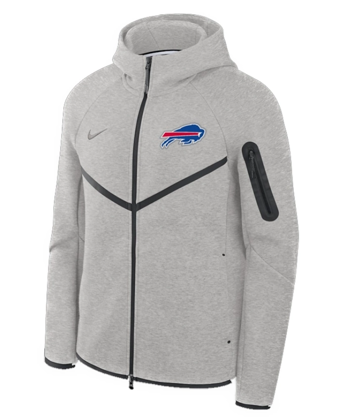 Nike Grey Buffalo Bills Tech Fleece Full Zip Windrunner Hoodie