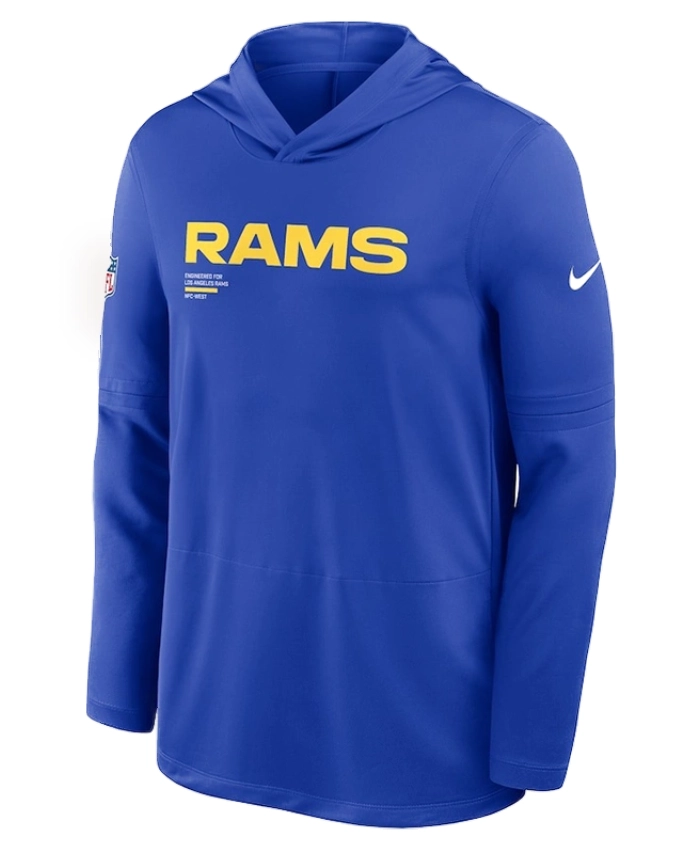 Nike Los Angeles Rams Sideline Pure Fury Performance Long Sleeve Royal Blue Hoodie