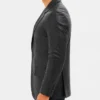 Notch Lapel 2 Buttons Black Lambskin Leather Blazer Mens