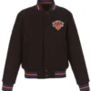 Ny Knicks Embroidered Black Varsity Wool Jacket