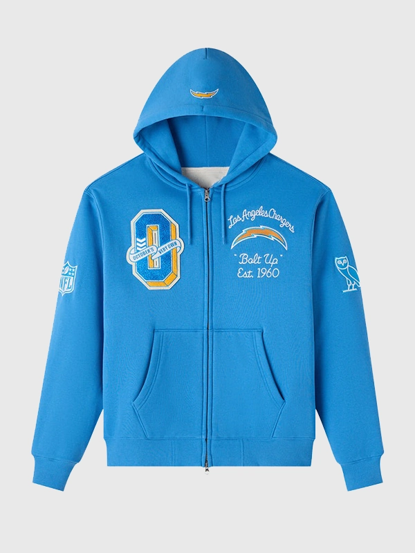 OVO Los Angeles Chargers Waffle Lined Hoodie Blue