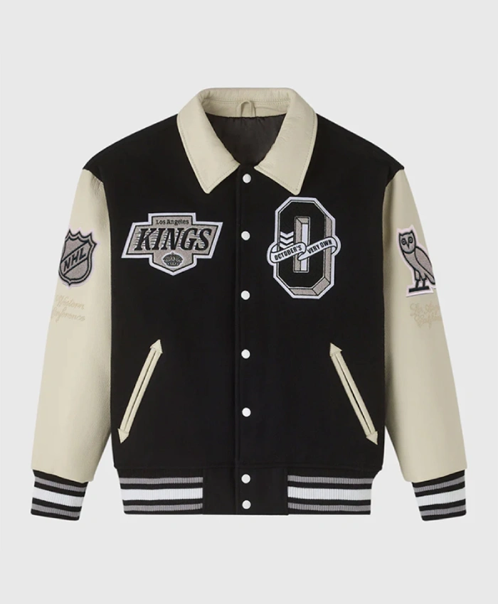 OVO Los Angeles Kings Black And Beige Varsity Jacket